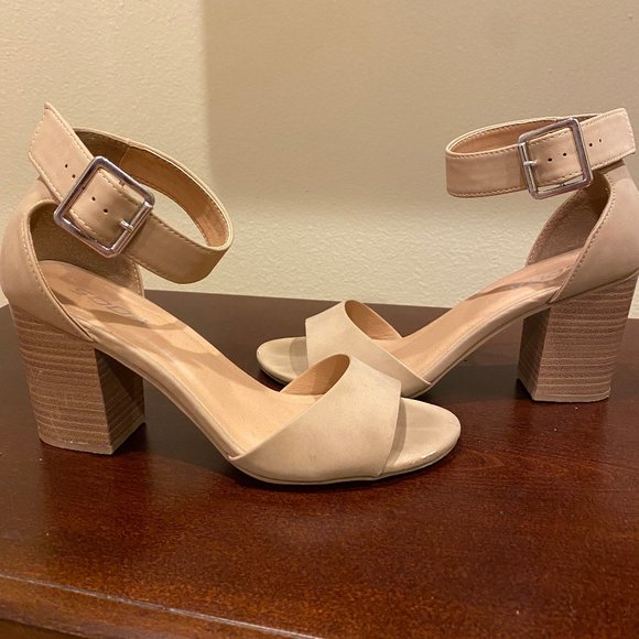 womens nude block heel sandals